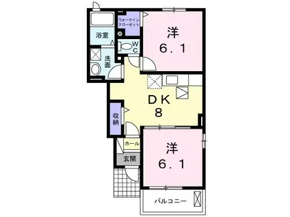 アルドーレIII(2DK/1階)の間取り写真