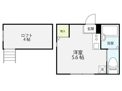 アップルコート(ワンルーム/2階)の間取り写真