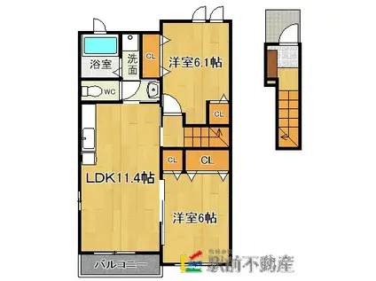 メゾンドソレイユ弐番館(2LDK/2階)の間取り写真