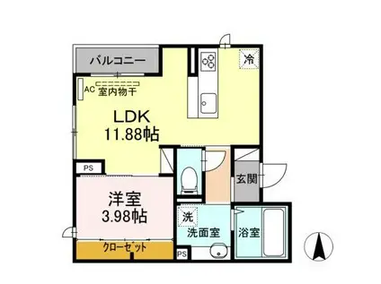 プロムナード新堀(1LDK/2階)の間取り写真