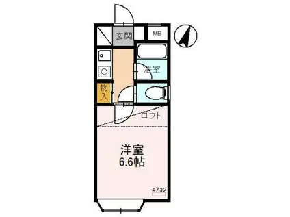 パーク本丸(1K/2階)の間取り写真