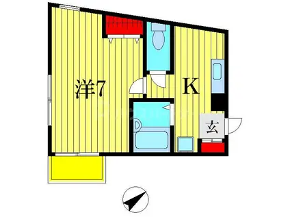 メゾンアイリスE(1K/3階)の間取り写真