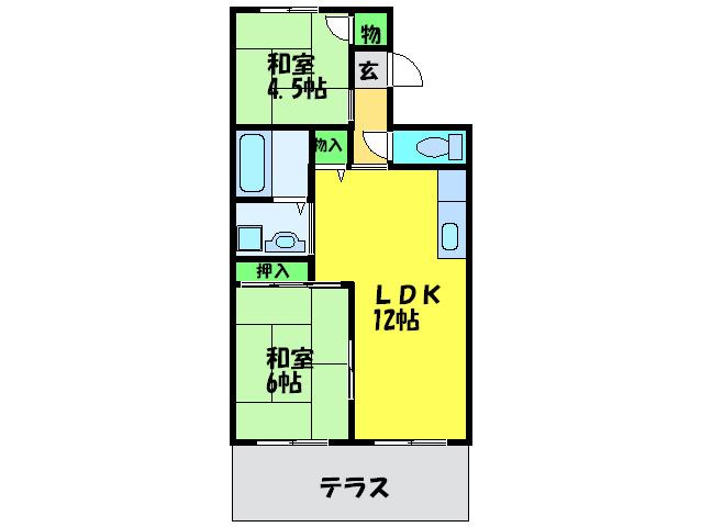 ヴァンヴェールB(2LDK/2階)の間取り写真