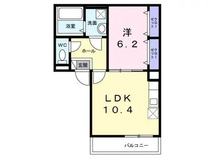 六角橋フラット3号(1LDK/3階)の間取り写真