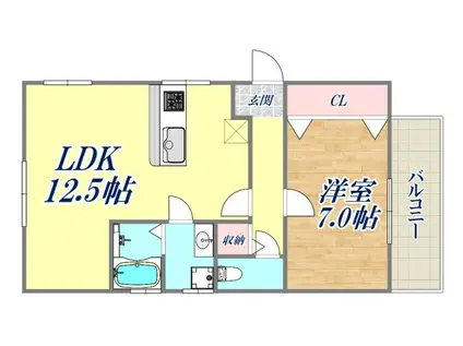 吉田マンション(1LDK/2階)の間取り写真