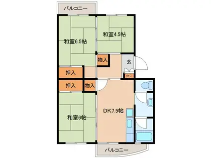 カーム北柏(3DK/3階)の間取り写真