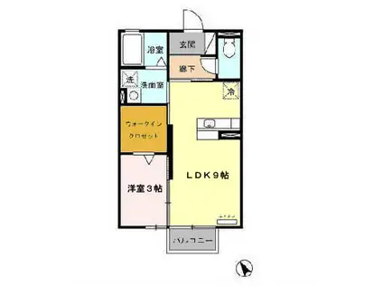 GRANDIRIIA(1LDK/2階)の間取り写真