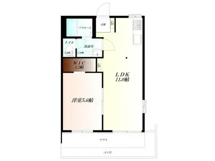 行田市門井町1丁目(1LDK/1階)の間取り写真