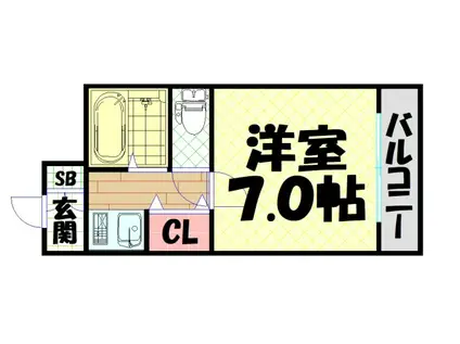 エクシード弁天(1K/5階)の間取り写真