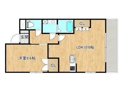 ルーエンハイム(1LDK/1階)の間取り写真