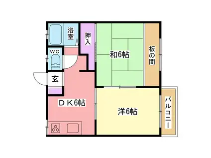 ハウスR(2DK/2階)の間取り写真