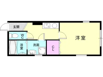 クリアブラウニー御蔵通(1K/1階)の間取り写真