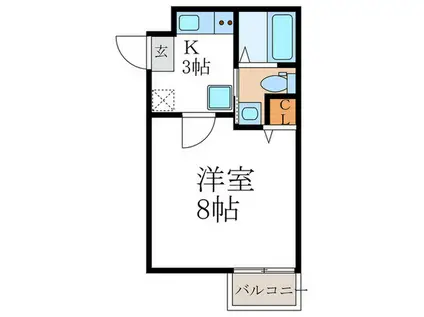 ハスラーKM(1K/3階)の間取り写真