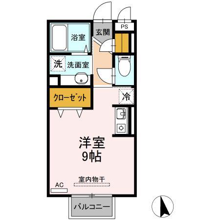 アーバンヒルズII A(ワンルーム/2階)の間取り写真