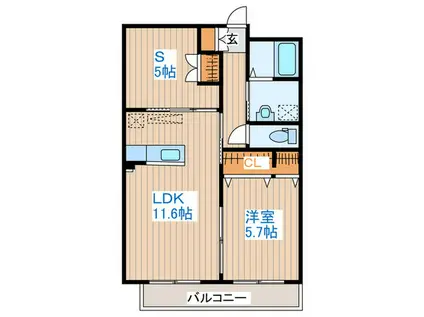 PRECIOUS COURT ANNEX(1SLDK/2階)の間取り写真