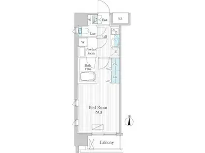 アッパーフィールドウッド(1K/3階)の間取り写真