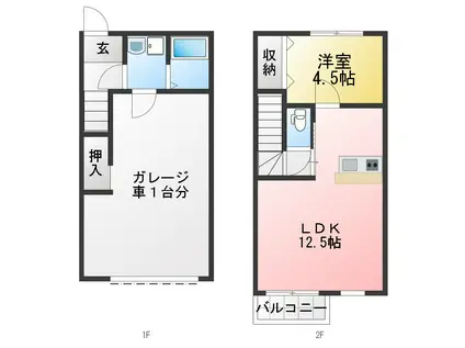 270ガレージ(1LDK/1階)の間取り写真