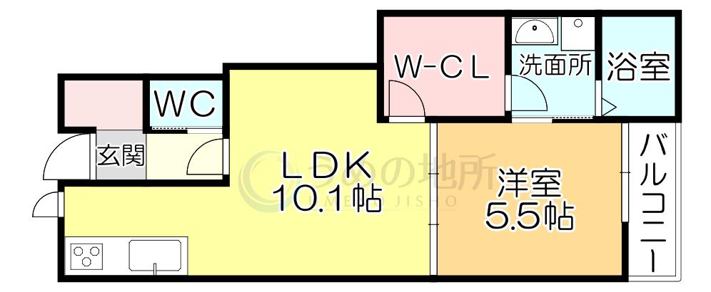 L-BLOOM東櫛原(1LDK/1階)の間取り写真