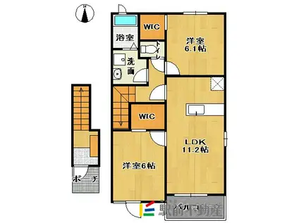 アンソレイユA(2LDK/2階)の間取り写真