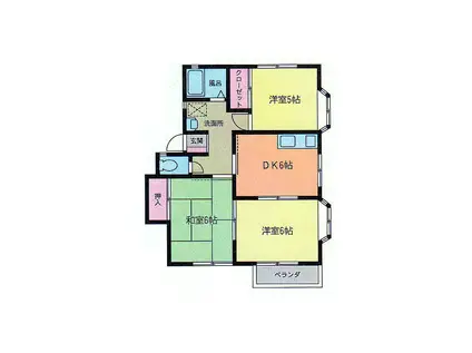 ウイングエースI(3DK/2階)の間取り写真