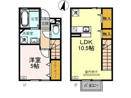 D-ROOM金泉寺(1LDK/1階)の間取り写真