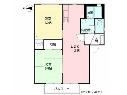 プレステージ華里 I(2LDK/2階)の間取り写真