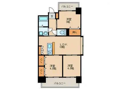 第35川崎ビル(3LDK/8階)の間取り写真