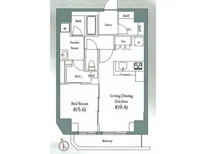 GRAN PASEO 田原町(1LDK/10階)の間取り写真