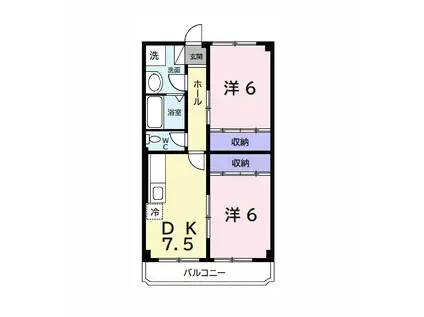 サンライズ石橋(2DK/2階)の間取り写真