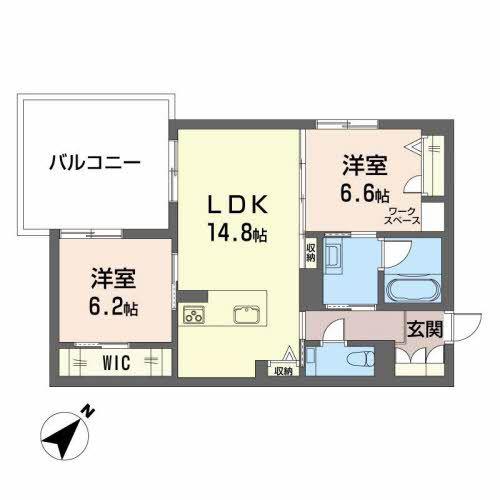 シャーメゾンステージ東鷹匠(2LDK/1階)の間取り写真