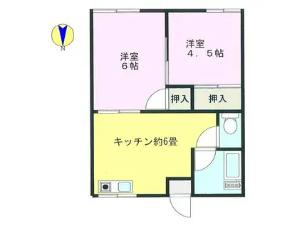 ハウスホンダ(2K/2階)の間取り写真