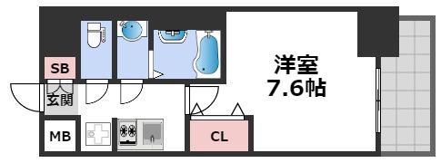 プレサンス難波フィールド(1K/9階)の間取り写真