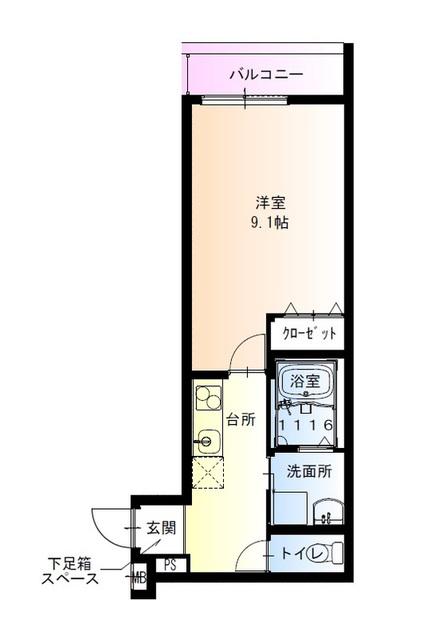 フジパレス西湊II番館(1K/1階)の間取り写真