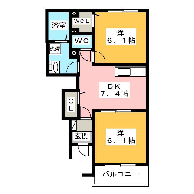 レクサス共栄F(2DK/1階)の間取り写真