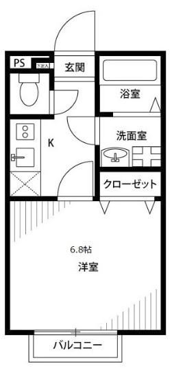 アムールサンフィールド(1K/2階)の間取り写真