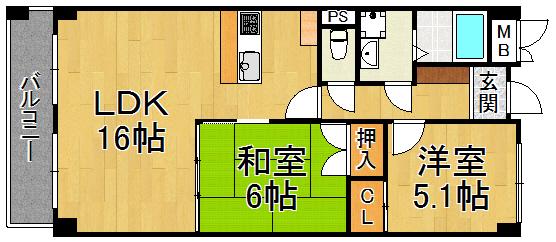 カサ・デラ・ルーチェ苦楽園(2LDK/4階)の間取り写真