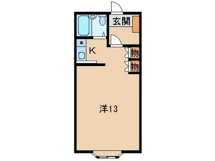 ロイヤルコーポ湊I(ワンルーム/2階)の間取り写真