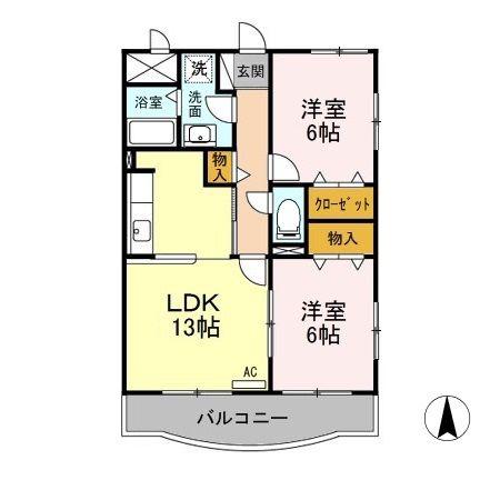 メルヴェイユ(2LDK/3階)の間取り写真