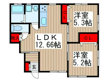 ワイズホ-ム(2LDK/1階)の間取り写真