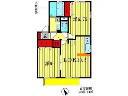 グリーンフォレストII(2LDK/2階)の間取り写真