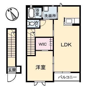 フルール東川口(1LDK/2階)の間取り写真