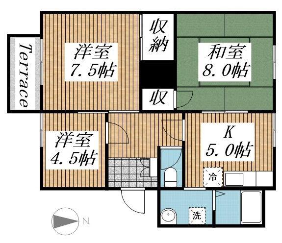リバティーハイツA(3K/1階)の間取り写真
