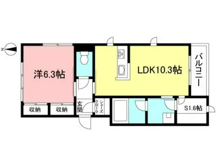 アトリエール赤堤(1SLDK/2階)の間取り写真