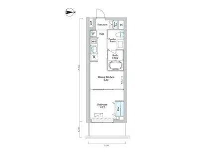 ウエリスアーバン中野坂上(1DK/4階)の間取り写真
