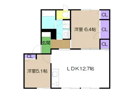 クレセントガーデン D棟(2LDK/1階)の間取り写真