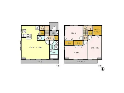 ローズベリーA(1K/1階)の間取り写真
