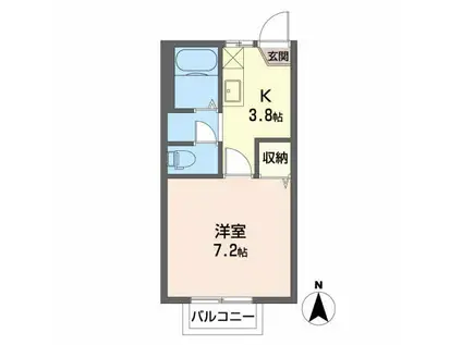 フレグランスAND YOU B セ(1K/1階)の間取り写真