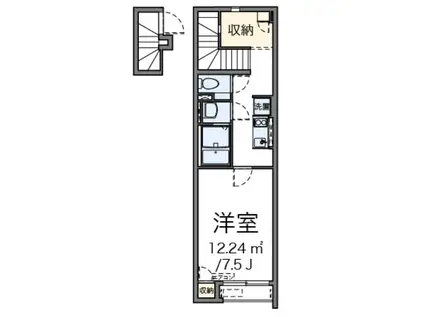GARDEN丘II(1K/2階)の間取り写真