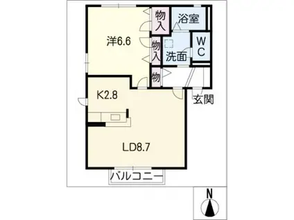 セレスタイト 西館(1LDK/1階)の間取り写真