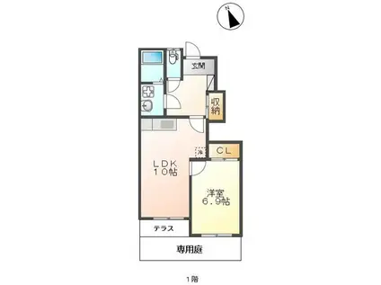 メゾンボンヌール(1LDK/1階)の間取り写真